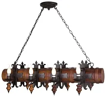 Светильник подвесной 599-703-08 Velante без плафона 8 ламп, основание чёрное коричневое в стиле кантри 