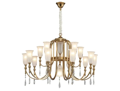 Люстра подвесная 4810+6/C Newport прозрачная на 16 ламп, основание золотое в стиле американский современный классический 