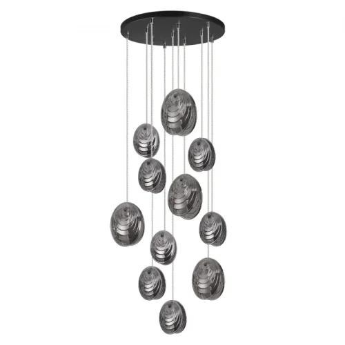 Люстра каскадная Mussels 5038/11 Odeon Light чёрная серая на 11 ламп, основание чёрное в стиле современный 