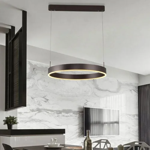 Светильник подвесной LED Straight V2455-PL Moderli коричневый на 1 лампу, основание коричневое в стиле хай-тек кольца фото 2