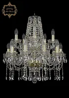 Люстра подвесная хрустальная 11.12.10+5.195.2d.Gd.Sp Bohemia Art Classic прозрачная на 15 ламп, основание золотое в стиле классический 