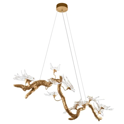 Люстра подвесная LED Voa 10378/1500P LOFT IT прозрачная на 12 ламп, основание античное бронза в стиле современный флористика арт-деко линейный птички ветви фото 3