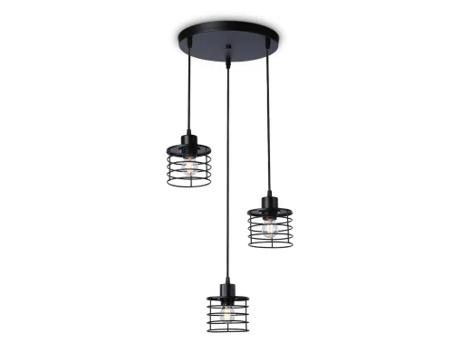 Светильник подвесной TR8081 Ambrella light чёрный 3 лампы, основание чёрное в стиле лофт каскад фото 2