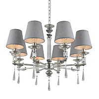 Люстра подвесная Rivoli OML-64203-08 Omnilux серая на 8 ламп, основание серебряное в стиле классический 
