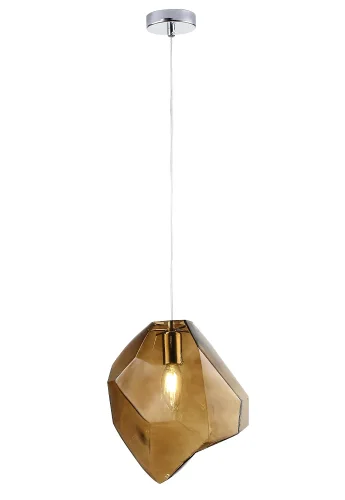 Светильник подвесной NUESTRO SP1 CHROME/BROWN Crystal Lux коричневый 1 лампа, основание хром в стиле современный выдувное