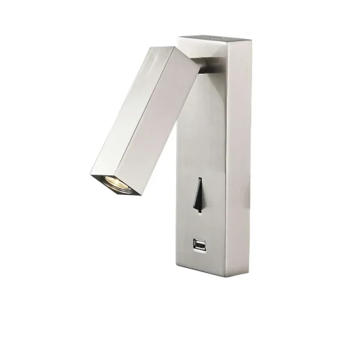 Бра с выключателем LED с USB Floadow LOFT2017-N LOFT IT никель на 1 лампу, основание никель в стиле минимализм современный для чтения
