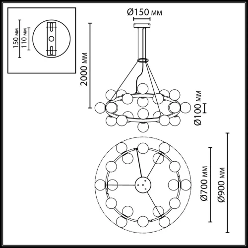 Люстра подвесная Magia 7109/24 Odeon Light белая на 24 лампы, основание бронзовое в стиле современный классический шар фото 2
