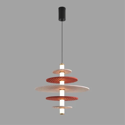 Светильник подвесной LED Felta 8296/14AL Lumion бежевый красный на 1 лампу, основание чёрное в стиле современный фото 4