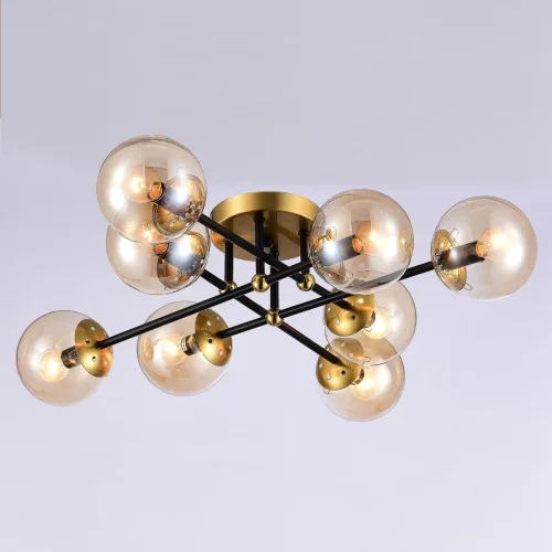 Люстра потолочная Памела CL144185 Citilux янтарная на 8 ламп, основание бронзовое в стиле лофт современный шар фото 2