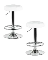 Табурет барный набор 2 шт. SET-2 5008-LM BRUNO, цвет сиденья белый, цвет основания хром Dobrin, /экокожа, ножки/металл/хром, размеры - 610*830***360*360