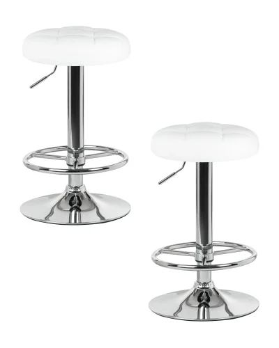 Табурет барный набор 2 шт. SET-2 5008-LM BRUNO, цвет сиденья белый, цвет основания хром Dobrin, /экокожа, ножки/металл/хром, размеры - 610*830***360*360