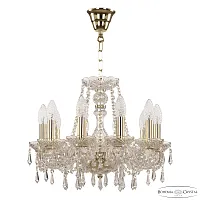 Люстра подвесная 104/10/141 G Bohemia Ivele Crystal без плафона на 10 ламп, основание золотое прозрачное в стиле классический drops