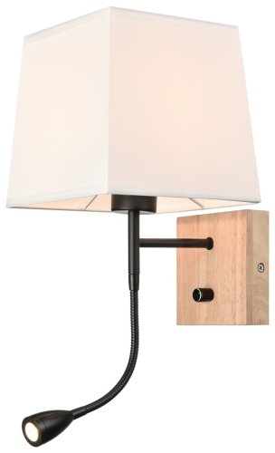 Бра с выключателем 267-711-02 Velante белый на 1 лампа, основание бежевое коричневое в стиле кантри современный гибкая ножка для чтения