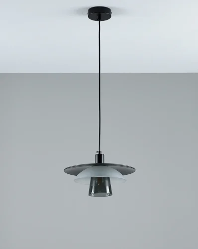Светильник подвесной Sydney V11027-1P Moderli серый прозрачный на 1 лампу, основание чёрное в стиле современный скандинавский Светильник подвесной Sydney V11027-1P Moderli серый прозрачный на 1 лампу, основание чёрное в стиле современный скандинавский