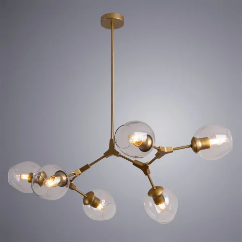 Люстра подвесная Yuka A4103SP-6GO Arte Lamp прозрачная на 6 ламп, основание золотое в стиле современный шар фото 2