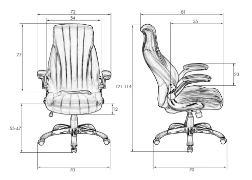 Офисное кресло для руководителей 112B-LMR WARREN, цвет чёрный Dobrin, чёрный/экокожа, ножки/металл/чёрный, размеры - 1140*1210***720*810 фото 13