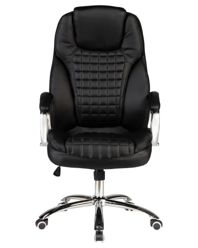 Офисное кресло для руководителей 114B-LMR CHESTER, цвет чёрный Dobrin, чёрный/экокожа, ножки/металл/хром, размеры - 1180*1250***680*730 фото 6