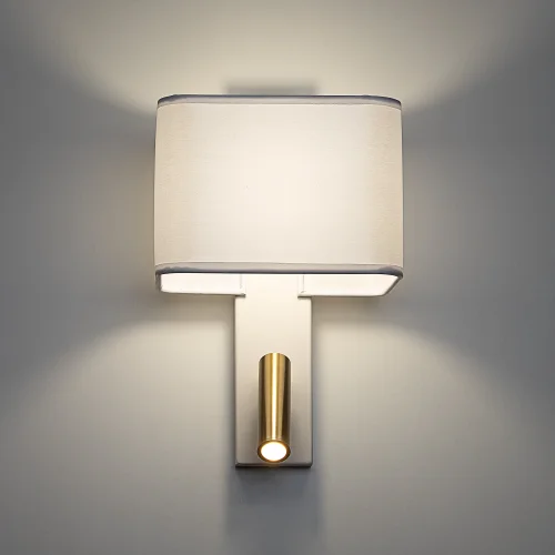 Бра с выключателем Dekart CL704480 Citilux белый на 1 лампу, основание бронзовое белое в стиле современный кантри для чтения фото 4