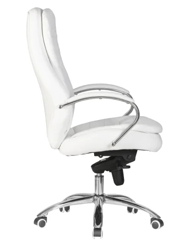 Офисное кресло для руководителей 108F-LMR LYNDON, цвет сиденья белый Dobrin, белый/экокожа, ножки/металл/хром, размеры - 1150*1200***670*670 фото 3