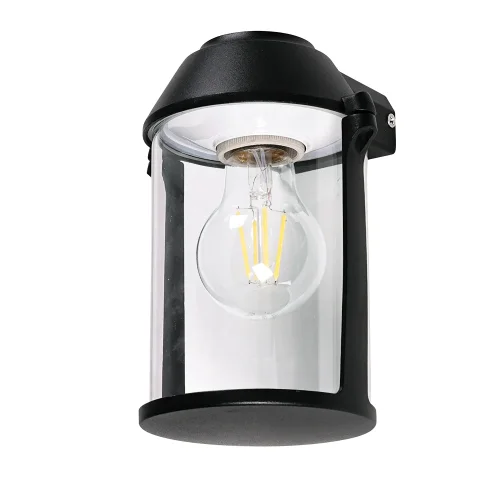 Настенный светильник уличный Minchir A8306AL-1BK Arte Lamp уличный IP65 чёрный на 1 лампу, плафон прозрачный в стиле современный E27