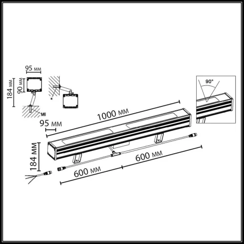 Напольный переносной светильник Waterfall Ip65 7186/80FL Odeon Light уличный IP65 чёрный на 1 лампу, плафон прозрачный в стиле хай-тек LED фото 2