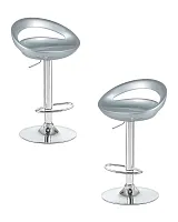 Стул барный набор 2 шт. SET-2 1010-LM DISCO, цвет сиденья серебрянный металлик, цвет основания хром Dobrin, /полимер, ножки/металл/хром, размеры - 790*1000***470*440