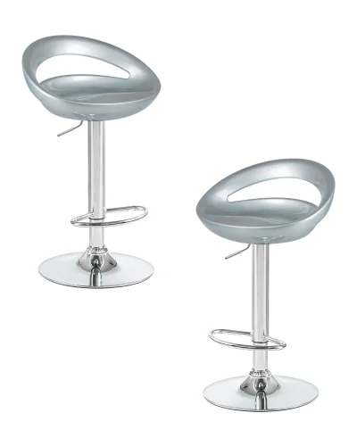 Стул барный набор 2 шт. SET-2 1010-LM DISCO, цвет сиденья серебрянный металлик, цвет основания хром Dobrin, /полимер, ножки/металл/хром, размеры - 790*1000***470*440