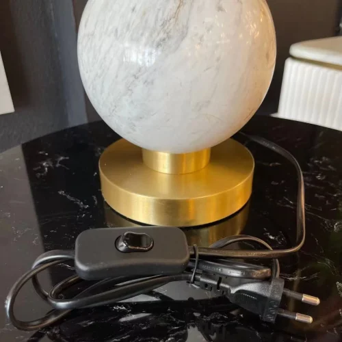 Настольная лампа Marble Ball SN009 180006-22 ImperiumLoft белая 1 лампа, основание белое мрамор металл в стиле современный лофт минимализм  фото 2