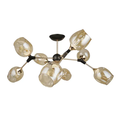 Люстра потолочная Seppia A4211PL-8BK Arte Lamp янтарная на 8 ламп, основание чёрное в стиле современный классический 