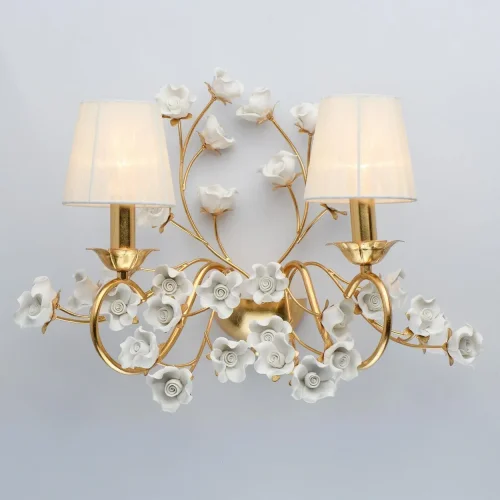 Бра Сицилия 282022102 Chiaro белый на 2 лампы, основание золотое в стиле классический флористика прованс  фото 2