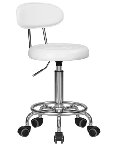 Табурет мастера DOBRIN BILLY (белый) цвет сиденья белый, цвет основания хромированная сталь Dobrin, белый/экокожа, ножки/металл/, размеры - 690*850**** Табурет мастера DOBRIN BILLY (белый) цвет сиденья белый, цвет основания хромированная сталь Dobrin, белый/экокожа, ножки/металл/, размеры - 690*850****