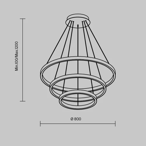 Люстра подвесная LED Rim MOD058PL-L100BSK Maytoni латунь на 1 лампу, основание латунь в стиле современный хай-тек минимализм кольца фото 6