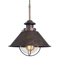 Светильник подвесной лофт Auburn GRLSP-9833 Lussole коричневый 1 лампа, основание коричневое в стиле лофт 