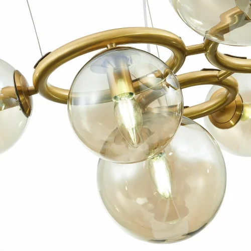 Люстра подвесная Gorizia SL1162.303.09 ST-Luce янтарная на 9 ламп, основание латунь в стиле современный шар фото 2