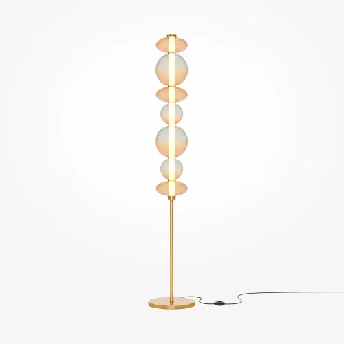Торшер LED Futuro MOD307FL-L40BS3K Maytoni выдувное янтарный на 1 лампу, основание латунь в стиле арт-деко современный фото 3