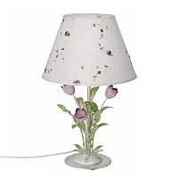Настольная лампа V1561/1L Vitaluce белая 1 лампа, основание розовое белое металл в стиле флористика прованс 