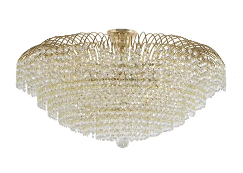 Люстра хрустальная потолочная Elba E 1.2.60.100 G Arti Lampadari прозрачная на 10 ламп, основание золотое в стиле классический 