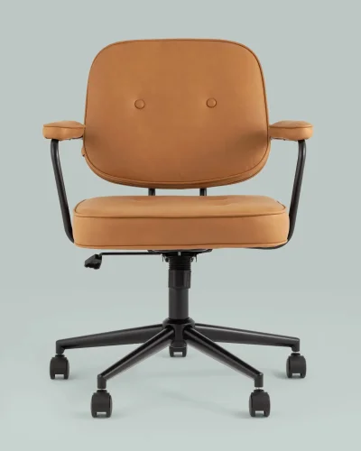 Кресло офисное Snoop, коричневый УТ000037006 Stool Group, коричневый/экокожа, ножки/металл/чёрный, размеры - 460*910***620*650 фото 3