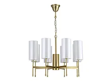 Люстра подвесная 7328/C brass Newport белая на 8 ламп, основание латунь в стиле американский современный классический 