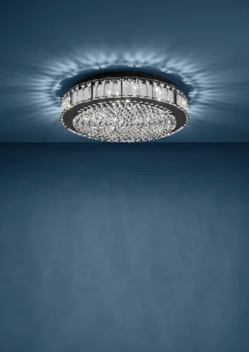 Люстра потолочная LED dimm Balparda 390248 Eglo прозрачная на 1 лампа, основание чёрное в стиле современный  фото 2