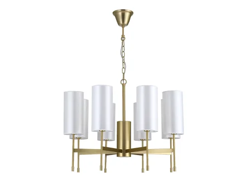 Люстра подвесная 7328/C brass Newport белая на 8 ламп, основание латунь в стиле американский современный классический 