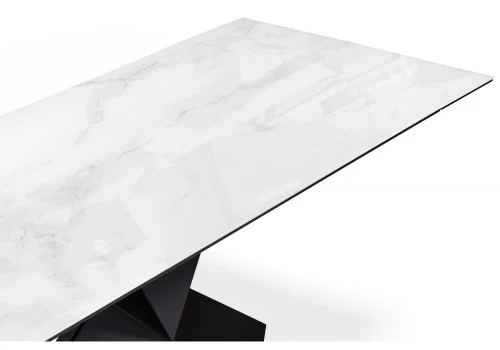 Стеклянный стол Хасселвуд 160(220)х90х77 белый мрамор / черный 586094 Woodville столешница белая из стекло фото 7
