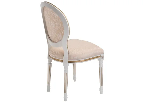Деревянный стул Данте молочный с золотой патиной 406092 Woodville, бежевый/ткань, ножки/массив бука/молочный, размеры - ****510*550 фото 4