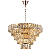 Люстра подвесная AMANDA 81428/8C GOLD Natali Kovaltseva прозрачная на 8 ламп, основание золотое в стиле классический 