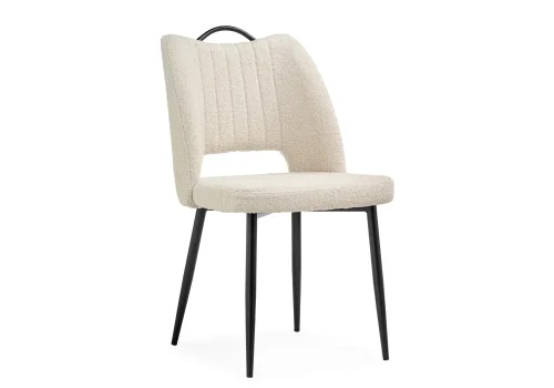 Стул на металлокаркасе Barton beige / black 15654 Woodville, белый/букле, ножки/металл/чёрный, размеры - ****500*530