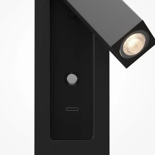 Бра с выключателем LED MOD495WL-L3B3K1 Axiom Maytoni чёрный на 1 лампу, основание чёрное в стиле современный хай-тек встраиваемый для чтения usb фото 6