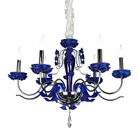 Люстра подвесная Muntiggioni OML-70403-06 Omnilux без плафона на 6 ламп, основание хром синее в стиле классический 