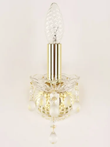 Бра 112B/1/165 G V0300 Bohemia Ivele Crystal без плафона на 1 лампа, основание золотое прозрачное в стиле классический виноград фото 2