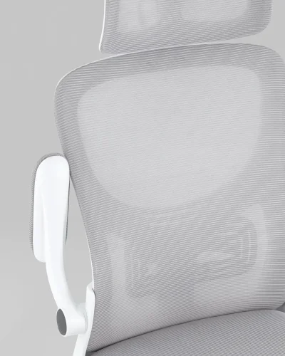 Кресло офисное TopChairs Airone, белый УТ000036681 Stool Group, серый/сетка текстиль, ножки/металл/белый, размеры - ***** фото 8