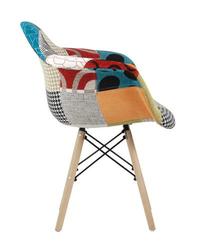 Кресло EAMES пэчворк УТ000002114 Stool Group, разноцветный/ткань, ножки/дерево/коричневый, размеры - ****640*620 фото 3